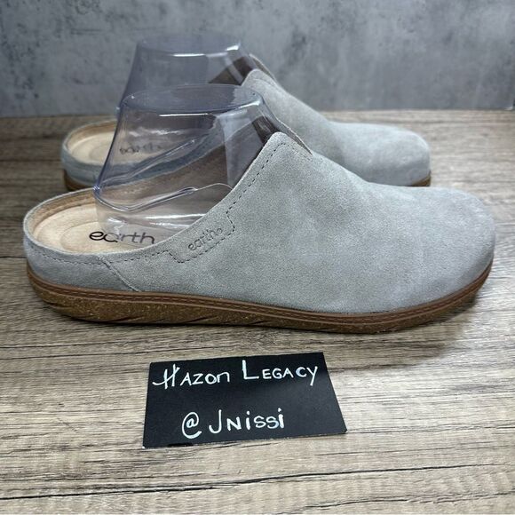 Earth~Women’s~”Flan”  Round Toe Tan Suede Casual Slip On Flat Mules~Size 11 - Picture 2 of 9